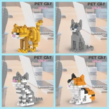 1 件微型 DIY 积木宠物猫模型，适合 6 岁及以上儿童，桌面装饰，精美礼物房间装饰，猫咪微型，三色猫，微型猫