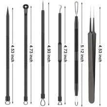 6件套黑头去除工具套装、祛痘针套装（用于去除瑕疵）、粉刺挤痘治疗、用于面部皮肤缺陷的黑头提取工具 - 黑色、护肤、房间装饰、家居装饰、卧室装饰、浴室、圣诞礼物、浴室装饰、婚礼、圣诞派对、妈妈礼物、家居、房间、家居装饰、圣诞礼物、生日、粉色房间装饰、蘑菇、新年、趣味礼物、黑头去除器、美容、护肤产品、水疗、自我护理、护肤工具、面部护理、美容师用品、皮肤、洗面奶、面部 - 黑色 - 查看 7