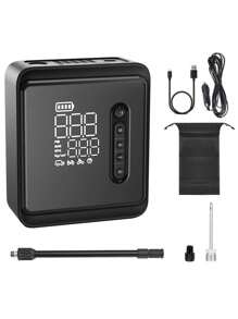 Tire Inflator Portable Air Compressor, 3X Fast Cordless Air Pump With Case 15000mAh Rechargeable Battery, 12V DC Dual Power 150PSI Electric Tire Pump For Car Motorcycle Bike Ball - Black - View 10