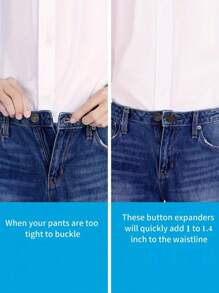 2入組牛仔褲用褲頭鈕扣加寬配件,女士男士褲頭加寬補救工具,柔軟的橡膠材質,有效調節褲頭位置以改善腰圍過緊的問題,同時為孕婦提供服飾延伸,男女適用。適用於牛仔褲、裙子、裙子、旅行必備配件 - 卡其色 - 查看 3