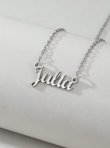 1 Peça Pingente Colar De Aço Inoxidável Dourado E Prateado Com Letra Em Inglês, Colar Fashion Simples E Versátil Para Homens E Mulheres(no Máximo 1 Nome Em Inglês)