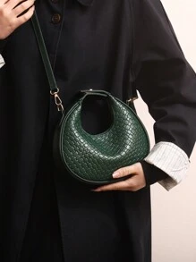 1 chiếc Túi vải dệt PU màu trơn có khóa kéo - Túi xách, Túi đeo vai, Túi đeo chéo. Cổ điển & Thời trang. Thích hợp cho phụ nữ để hẹn hò, sử dụng hàng ngày và làm quà tặng, Đi làm, Mua sắm, Dây đeo vai có thể điều chỉnh, Túi thời trang đơn giản cho nữ, Túi xách quai cầm thời trang, Túi màu xanh lá cây - màu xanh lá - Xem 4