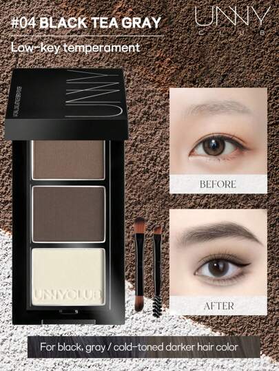 unny club Matte Eyebrow Powder, Eyeshadow Palette, Light, Smooth, Long-Lasting , Waterproof And Sweatproof, With Mirror, Natural Gradation, Contour And Eyebrow Powder Palette