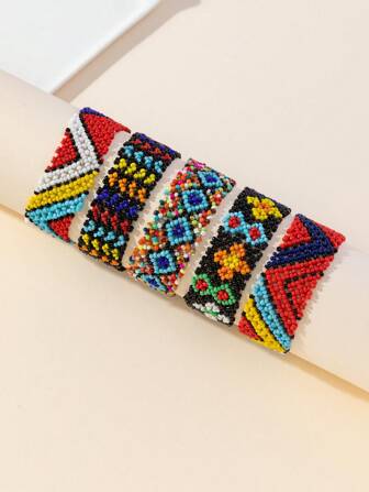 1pc Randomly Colored Bohemian Style Glass Beaded Bracelet Suitable For Daily Wear For Both Genders