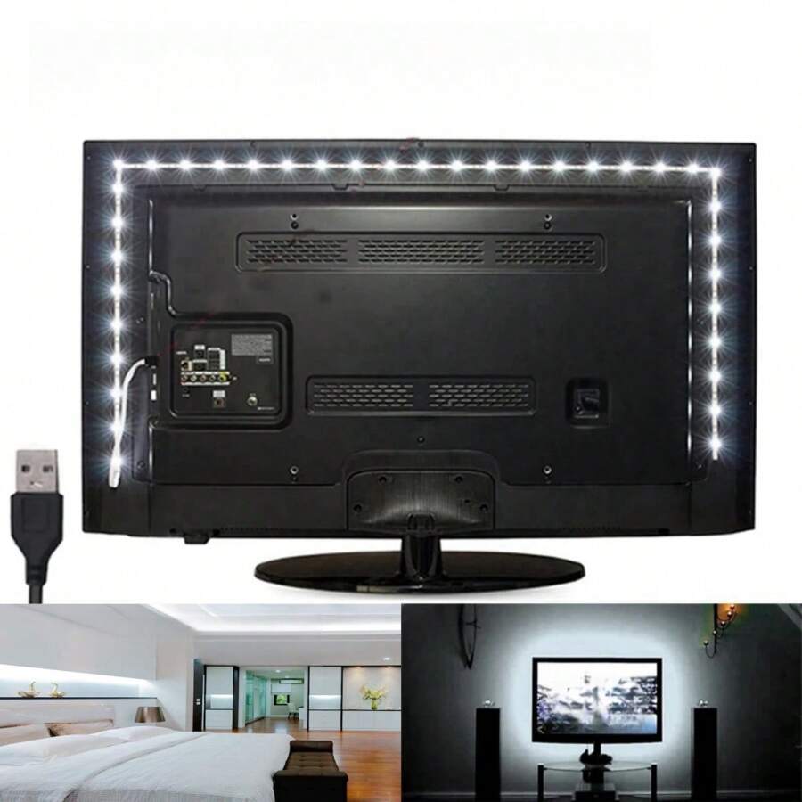 1pc White Light LED Strip Light,USB Powered 60Leds/M Flexible LED Decorative Lights,1m/2m/3m/5m Non Waterproof TV Computer Background Light