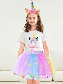 年輕女孩彩色球型網紗蓬蓬裙 - 彩色 - 查看 3