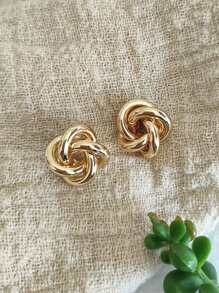 1pair Metallic Classic Minimalist Twisted Geometric Stud Earrings