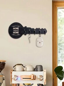 1 件創意簡約壁掛式鑰匙裝飾掛鉤,新穎木板和小鐵掛鉤設計壁掛式掛鉤,用於存放鑰匙、清潔用品等,非常適合浴室、衛生間、廚房、儲藏室牆壁裝飾儲物 - 彩色 - 查看 1