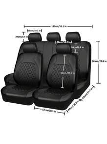 5座全套pu皮革通用汽車座套,適用於轎車、suv和卡車的所有季節
