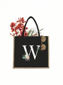 Túi xách màu đen in chữ 1 chiếc với thiết kế viền vải lanh màu vàng, đơn giản và hào phóng, quà tặng ngày lễ tình nhân, túi quà cưới cá nhân cho phù dâu nữ, túi trang điểm, túi lưu trữ du lịch đơn giản, ví mỹ phẩm màu trơn, túi trang điểm du lịch sức chứa lớn: Rất thích hợp cho hoạt động ngoài trời Sắc đẹp! Thích hợp cho đám cưới, bãi biển và ngày lễ, đây là một món quà tuyệt vời cho phụ nữ, mẹ, giáo viên, bạn bè và phù dâu. Túi lớn thích hợp cho học sinh, sinh viên đi học trở lại và giáo viên. Nó là - màu đen - Xem 20