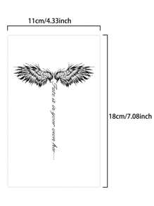 1套3片翅膀紋身貼紙,防水持久1週或2週,適用於男生的手臂和頸部 - 黑色 - 查看 8