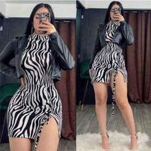 Vestido animalprint estampado zebra incluye chaqueta - Unitalla - Ver 2