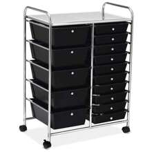 Trolley With 15 Stackable Drawers, Drawer Trolley, Choice Of Colours, Side Trolley, Household Trolley, Roll Container, Bathroom Trolley, Bathroom Trolley, Bathroom Shelf (Black). - Black - View 1