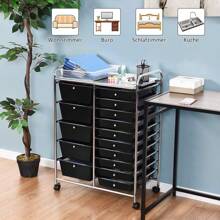 Trolley With 15 Stackable Drawers, Drawer Trolley, Choice Of Colours, Side Trolley, Household Trolley, Roll Container, Bathroom Trolley, Bathroom Trolley, Bathroom Shelf (Black). - Black - View 2