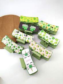 1 Gói 10,5cm Kẹp tóc phong cách cao bồi bằng da giả màu xanh lá cây dành cho phụ nữ, thích hợp để đeo hàng ngày - Nhiều màu - Xem 4