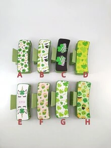 1 Gói 10,5cm Kẹp tóc phong cách cao bồi bằng da giả màu xanh lá cây dành cho phụ nữ, thích hợp để đeo hàng ngày - Nhiều màu - Xem 1