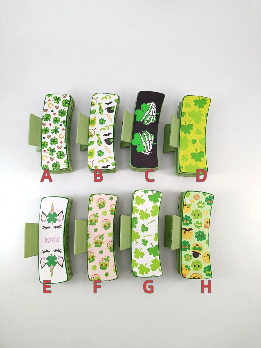 1 Gói 10,5cm Kẹp tóc phong cách cao bồi bằng da giả màu xanh lá cây dành cho phụ nữ, thích hợp để đeo hàng ngày - Nhiều màu - Xem 1