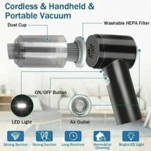 9000PA 120W Cordless Car Vacuum Cleaner Handheld USB Rechargeable Home Wet & Dry - White - View 2