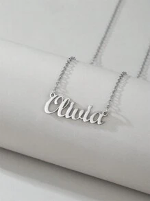 1 Peça Pingente Colar De Aço Inoxidável Dourado E Prateado Com Letra Em Inglês, Colar Fashion Simples E Versátil Para Homens E Mulheres(no Máximo 1 Nome Em Inglês)