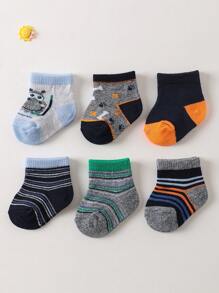 6 Đôi Tất Trẻ Em Chống Trơn Trượt & Không Bóp, Thích Hợp Cho Mọi Mùa - Nhiều màu - Xem 1