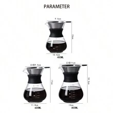 1 bình pha cà phê thủy tinh borosilicate cao 400ml/600ml có bộ lọc bằng thép không gỉ, vạch chia độ và tay cầm chịu nhiệt, đồ dùng học tập - trong suốt - Xem 7