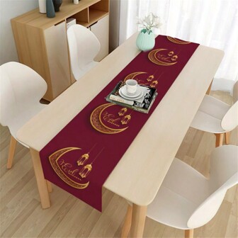 17# 1pc Single Layer 33*180cm Table Runner Cross-Border Decoration Tablecloth, Festival Gift, Home Dining Table Runner Placemat Moon Dustproof Cover