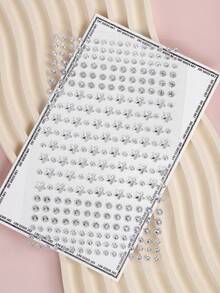 STARTTOOS 2PCS Silver White Mixed Size Star & Pearl Rhinestone Eye & Face Decor Stickers, Under Eye Rhinestone Makeup For Stage, DIY Music Festival, Y2K Makeup, Party & Rave - White - View 4