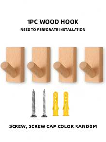 Wooden Perforated Storage Hook Made Of Elm Wood For Home Use - Multicolor - View 8