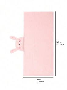 Toalla De Baño Con Capucha Para Bebés Y Niños Con Diseño De Aplique De Conejo De Dibujos Animados, Poncho Estilo Capa Con Textura De Onda, Albornoz Portátil - Rosa - Ver 8