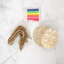 10pcs Paintable Wooden Easter Egg Ornaments (Includes Jute Rope & 6 Random Color Watercolor Pens), DIY Crafts Decoration, Suitable For Holiday Hunt Party, Painted Bunny Egg Wood Pendant