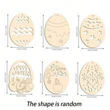 10pcs Paintable Wooden Easter Egg Ornaments (Includes Jute Rope & 6 Random Color Watercolor Pens), DIY Crafts Decoration, Suitable For Holiday Hunt Party, Painted Bunny Egg Wood Pendant