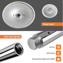 Pole Dance Pole | Static & Rotatable | 45 Mm Diameter | From 2.235 M To 2.745 M Height Adjustable - Silver - View 3