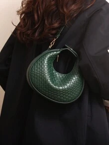 1 chiếc Túi vải dệt PU màu trơn có khóa kéo - Túi xách, Túi đeo vai, Túi đeo chéo. Cổ điển & Thời trang. Thích hợp cho phụ nữ để hẹn hò, sử dụng hàng ngày và làm quà tặng, Đi làm, Mua sắm, Dây đeo vai có thể điều chỉnh, Túi thời trang đơn giản cho nữ, Túi xách quai cầm thời trang, Túi màu xanh lá cây - màu xanh lá - Xem 5