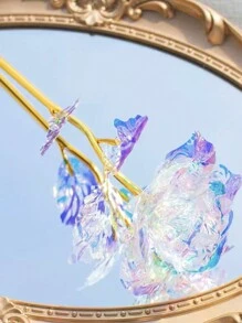 1支單色金色玫瑰,24k金箔玫瑰,適合母親節禮物 - 彩色 - 查看 2