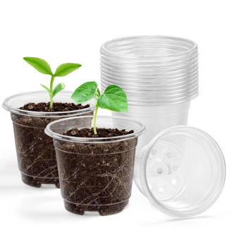 5Pcs Clear Nursery Pots For Plants,3.5 Inch Plant Pot For Planting Plastic Seedling Pots With Drainage Holes Flower Seed Starter Pot Outdoor High Transparency