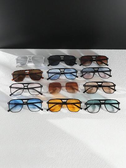 复古男士 PC 框架双梁时尚眼镜，带彩色铆钉，适合日常通勤、户外旅行等场合，太阳镜配饰海滩配饰眼镜太阳镜，适合夏季海滩度假、户外、旅行