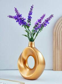 1 件创意简约甜甜圈形花瓶、家居装饰品、婚礼装饰、中心装饰、桌面装饰、派对 - 金色 - 查看 2