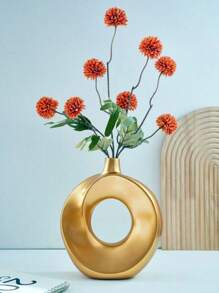 1 件创意简约甜甜圈形花瓶、家居装饰品、婚礼装饰、中心装饰、桌面装饰、派对 - 金色 - 查看 4