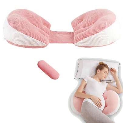 Pregnancy Pillow - Detachable U-Shaped Body Pillow, Maternity Side Sleeping Lumbar Support Cushion, Belly Contoured Shell Pillow, Waist Support Side Sleeper Pillow