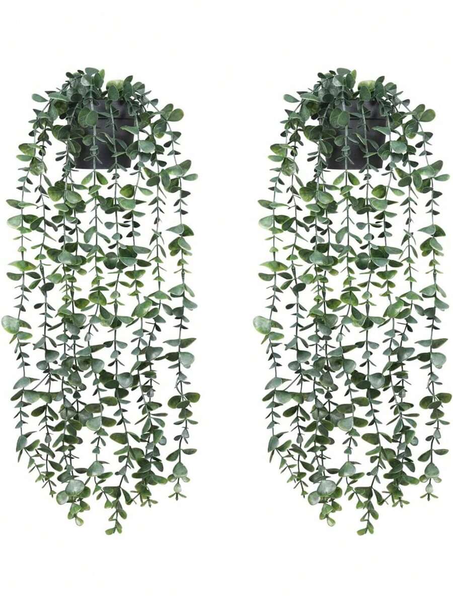 1/2/3/4 cây bạch đàn nhân tạo treo chậu nhỏ giả, trang trí nhà trong nhà ngoài trời trang trí sân vườn - màu xanh lá - Xem 1
