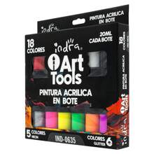 INDRA ART TOOLS set pintura acrílica en bote  18 colores 20 ml IND-0635 - Multicolor - Ver 5