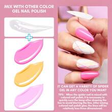 Makartt 3D Clear Spider Gel For Nail Art Elastic Gel Nail Paint Drawing 3D Spider Gel Nail Art Polish Apply With Chrome Powder For Line, Soak Off UV LED Gel Polish Manicure DIY Nail Designs Home Salon - 無色 - 查看 5