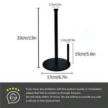 Paper Towel Holder Black Kitchen Roll Holder, Premium Stainless Steel, One-Handed Operation Countertop Dispenser With Weighted Base - Black - View 5