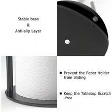 Paper Towel Holder Black Kitchen Roll Holder, Premium Stainless Steel, One-Handed Operation Countertop Dispenser With Weighted Base - Black - View 4