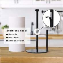 Paper Towel Holder Black Kitchen Roll Holder, Premium Stainless Steel, One-Handed Operation Countertop Dispenser With Weighted Base - Black - View 2