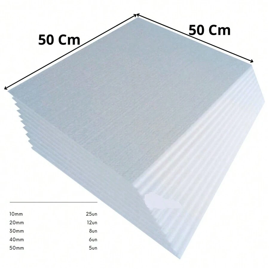 Paper and Wall Kit 10 Placas de Isopor Forro Termo Acústicas Anti Chamas 50 x 50cm Eps - Branco - Visão 1