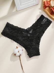 3pcs/Set Women's Lace Hollow Out Flower Design Sexy Thongs Lingerie