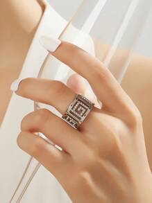 1pc 18K Gold Plated Gorgeous Style Stainless Steel Cubic Zirconia Ring Ladies Jewelry Wedding Party Dating Gift - G Type Ring - View 16