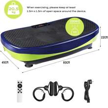 3D Vibration Plate Quiet Motor With 120 Levels + 5 Training Programmes Training Bands Extra Large Slim And Non-Slip Bluetooth Speaker Full Body Workout Lose Fat Green - Blue Green - View 2