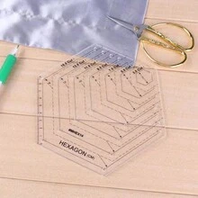 Conjunto De Reglas De Costura De 3 Paquetes, Regla De Corte De Círculo De Acolchado Con Formas De Arco, Abanico Y Hexágono, Plantilla De Acrílico Transparente Para Medir, Cortar Y Acolchar Manualidades De Costura Diy - Multicolor - Ver 6
